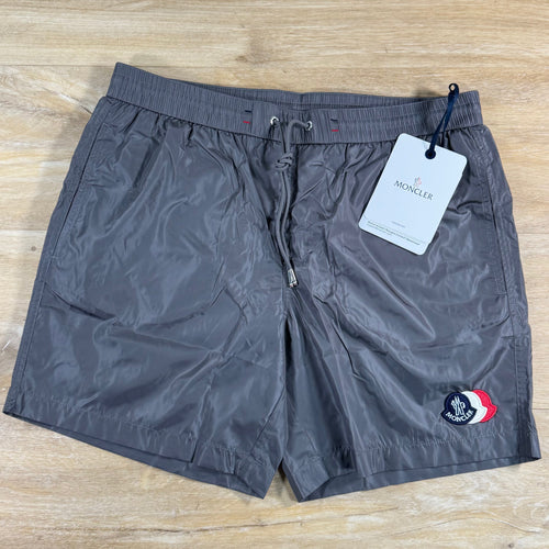 Moncler Tricolor Logo Patch Swim Shorts in Grey