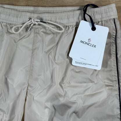 Moncler Logo Patch Swim Shorts in Beige