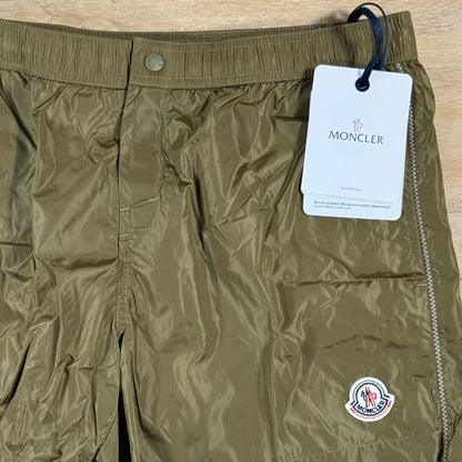 Moncler Logo Swim Shorts in Khaki