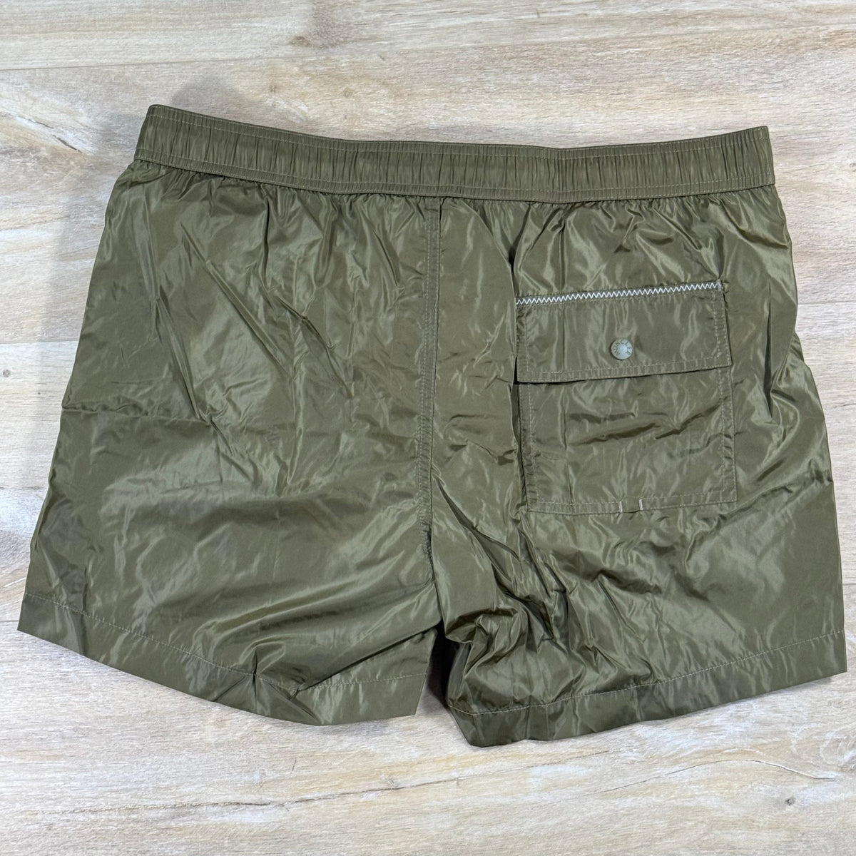 Moncler Logo Swim Shorts in Khaki