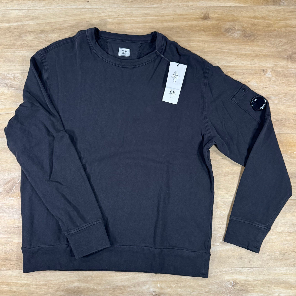 C.P. Company Malfile Fleece Lens Crewneck Sweatshirt in Black