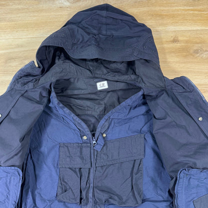 C.P. Company Twill Hooded Lens Jacket in Navy