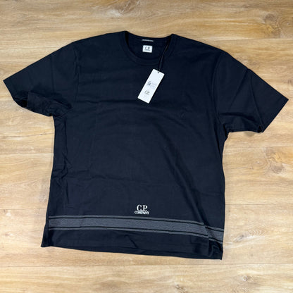 C.P. Company Mercerized Jersey 30/2 Twisted Embroidery T-Shirt in Black