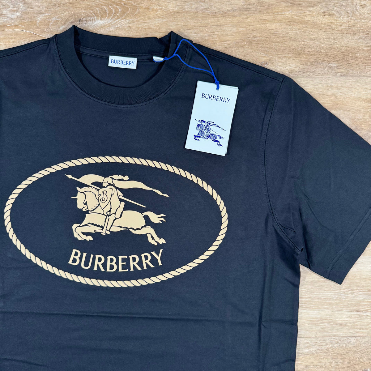 Burberry Knight Stamp Cotton T-Shirt in Black
