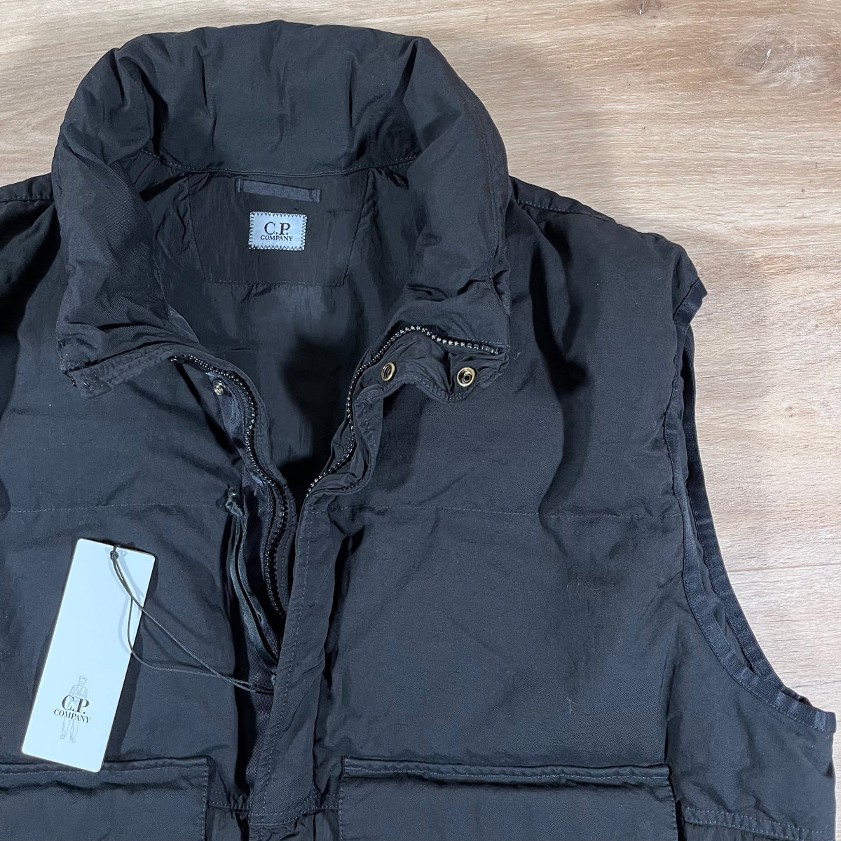C.P. Company Eco-Chrome R Mixed Down Lens Gilet in Black
