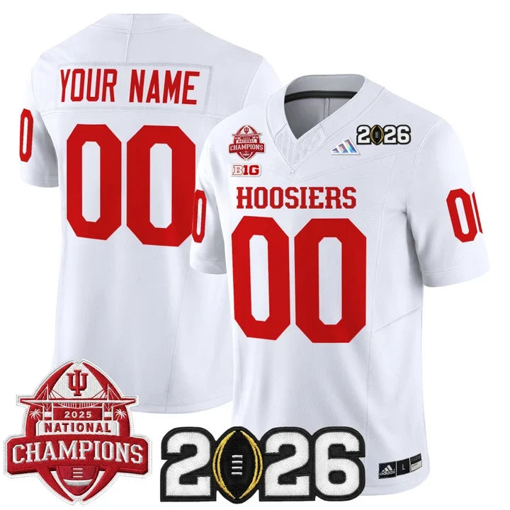 Custom Indiana Hoosiers 2025 National Champions & 2026 CFP Final Patch Jersey - White