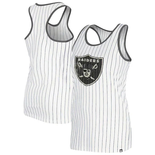 New Era Women's  Las Vegas Raiders Gameday Sequin Pinstripe Tank Top