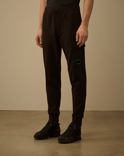 C.P. Company Diagonal Raised Fleece Lens Sweatpants in Black