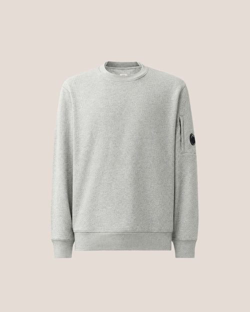 C.P. Company Diagonal Raised Fleece Crewneck Lens Sweatshirt in Grey Melange