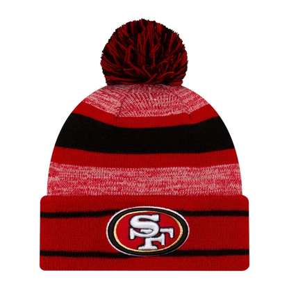 New Era San Francisco 49ers Men's Cuffed Pom Knit - Red/Black