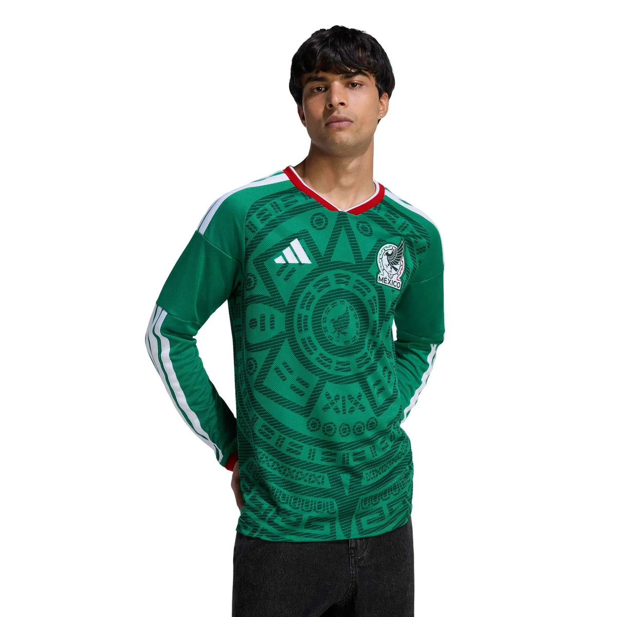 adidas 2026 Mexico Men's Stadium Home Long-Sleeve Soccer Jersey