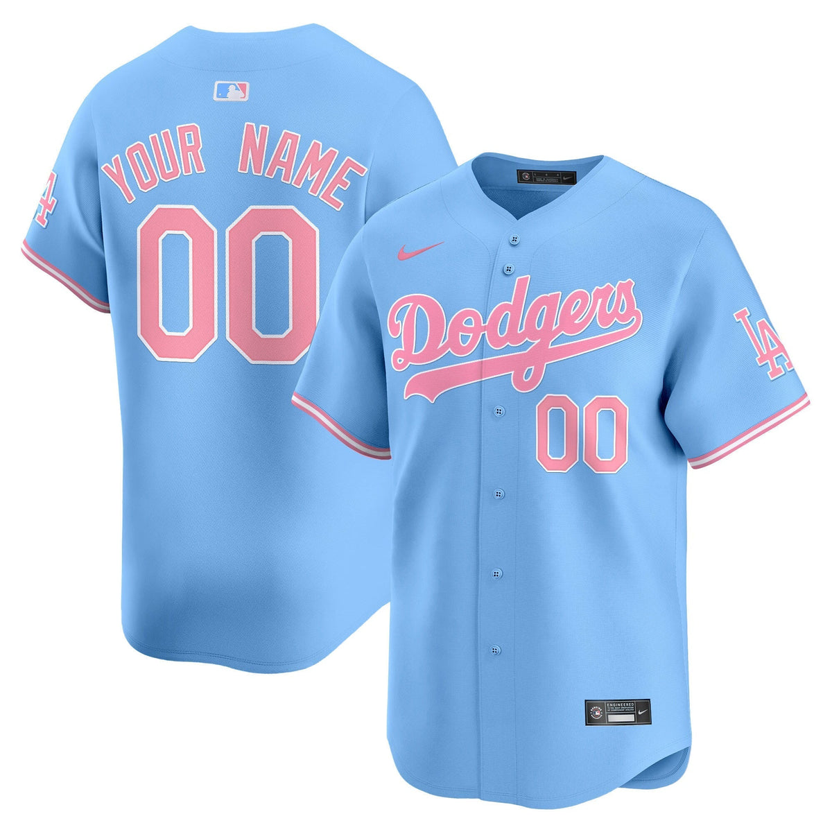 Custom Los Angeles Dodgers Bubblegum Jersey - Light Blue