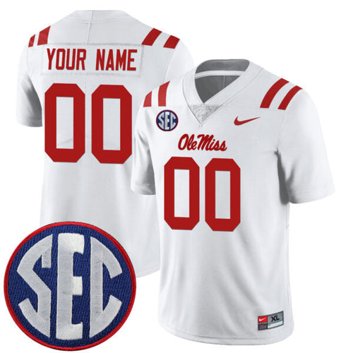 Custom Ole Miss Rebels Jersey - White