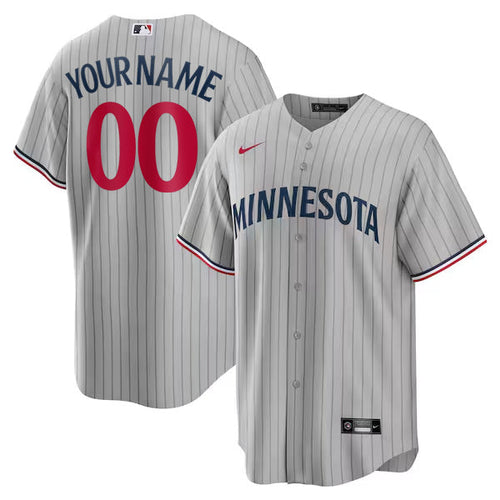 Custom Minnesota Twins Road Jersey - Gray Pinstripe