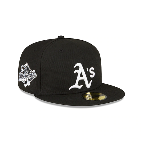 NEW ERA OAKLAND ATHLETICS 1989 WORLD SERIES SIDE PATCH 59FIFTY FITTED-BLACK/WHITE