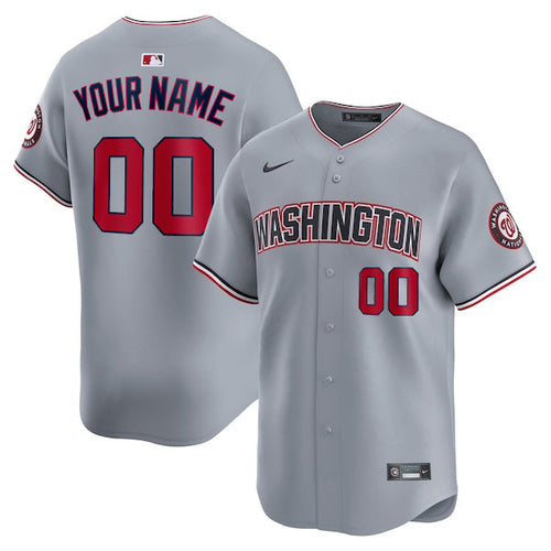 Custom Washington Nationals Road Jersey - Gray