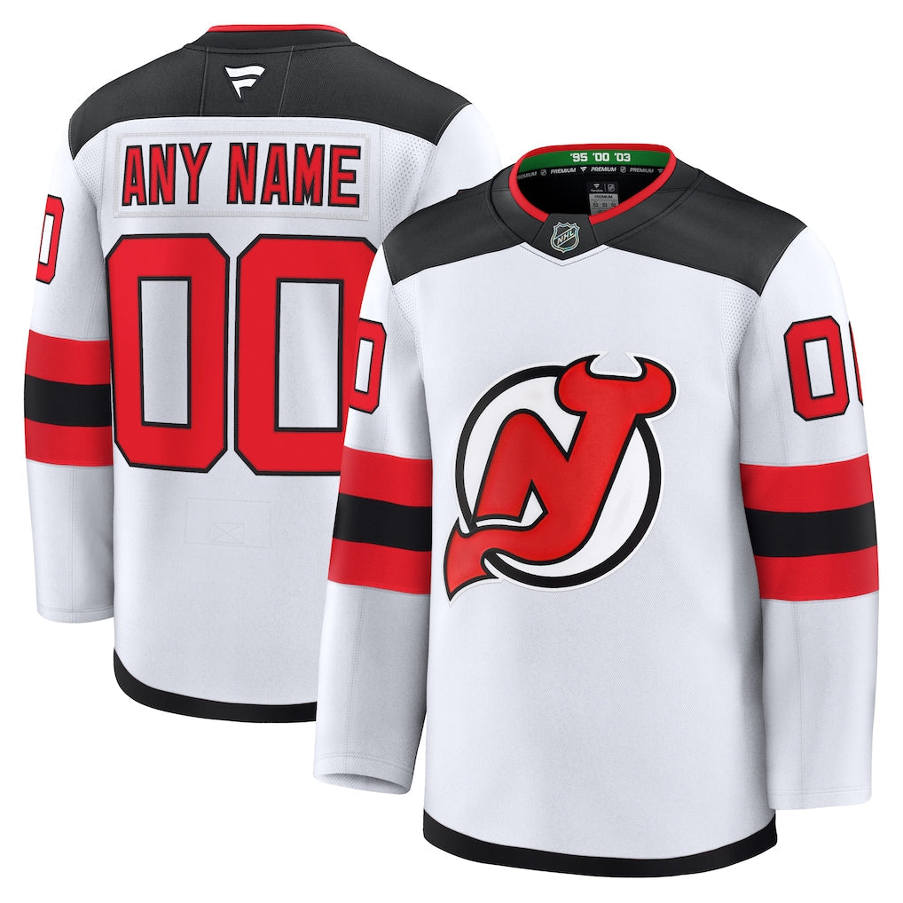 Custom New Jersey Devils Away Premium Jersey - White