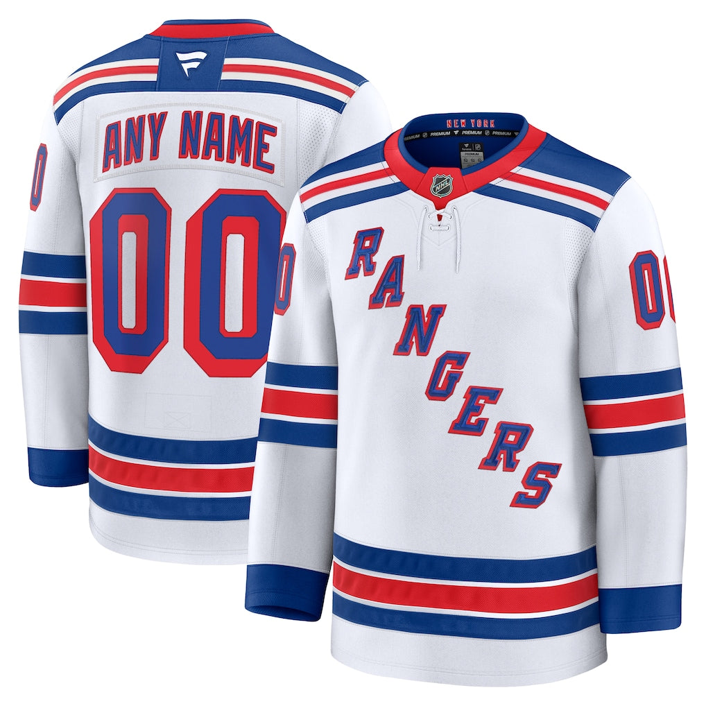 Custom New York Rangers Away Premium Jersey - White