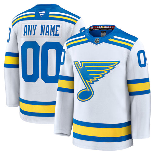 Custom St. Louis Blues Away Premium Player Jersey - White