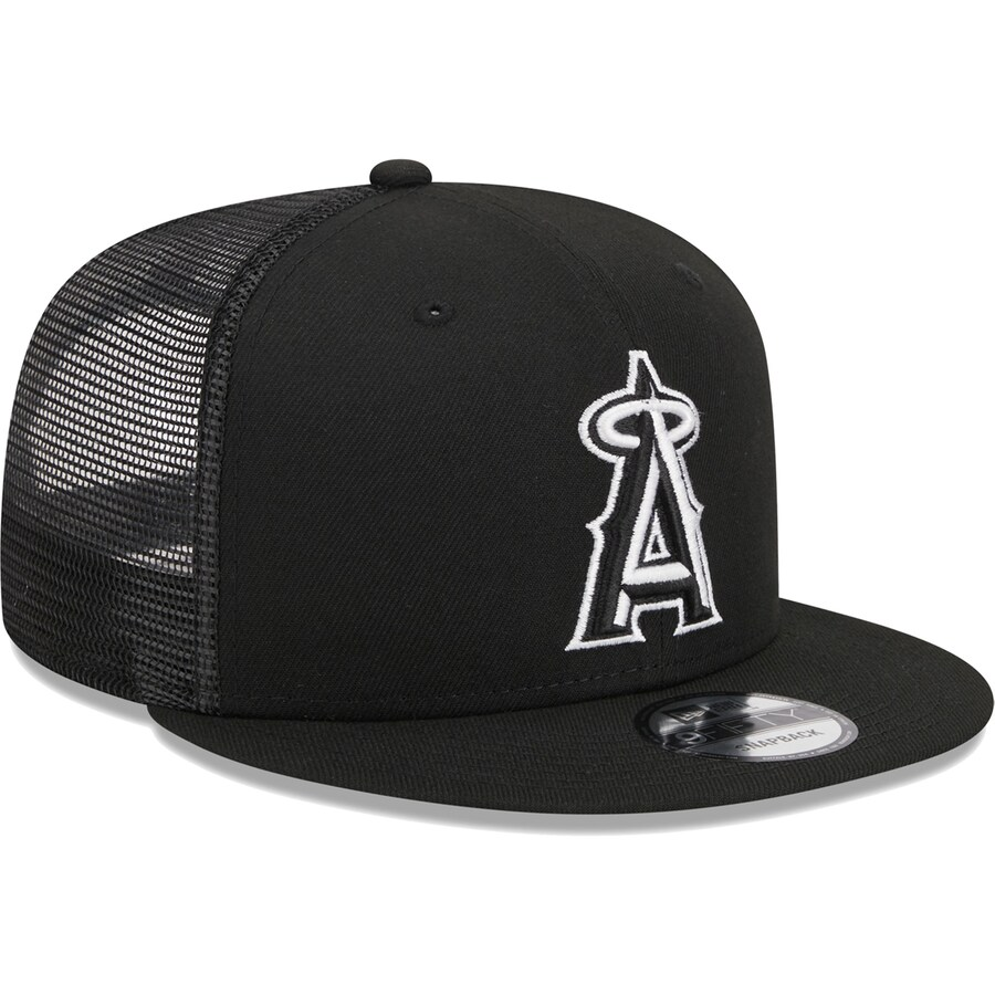 New Era Los Angeles Angels Trucker 9FIFTY Snapback Hat-Black/White