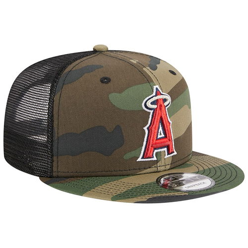 New Era Los Angeles Angels Woodland Camo Trucker 9FIFTY Snapback Hat-Camo/Black