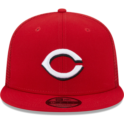 New Era Cincinnati Reds Team Color 9FIFTY Trucker Snapback Hat-Red