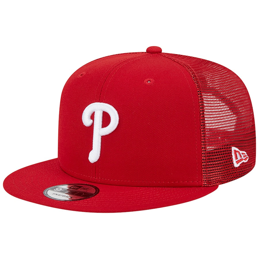 New Era Philadelphia Phillies Team Color 9FIFTY Truckers Snapback Hat-Red
