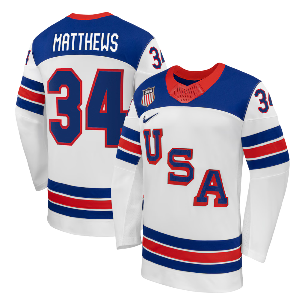 Auston Matthews USA 2026 Olympic Away Jersey - White