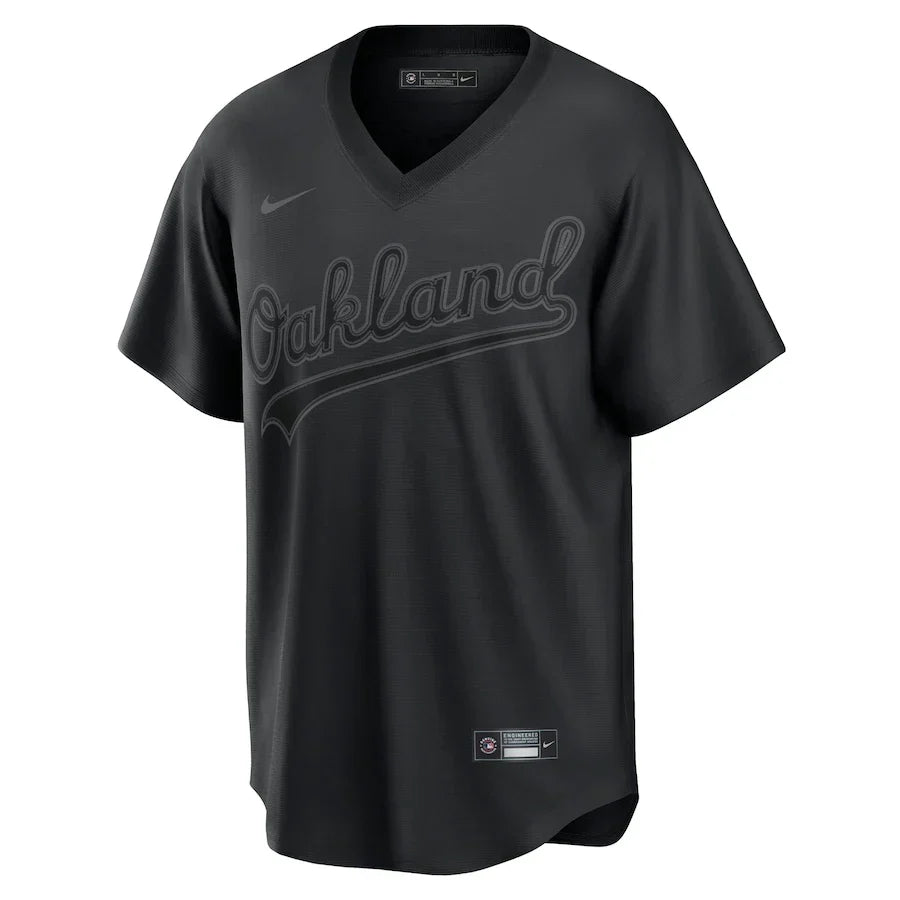 Men's Oakland Athletics Nike Black Pitch Black Fashion Replica Jersey