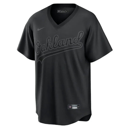 Men's Oakland Athletics Nike Black Pitch Black Fashion Replica Jersey