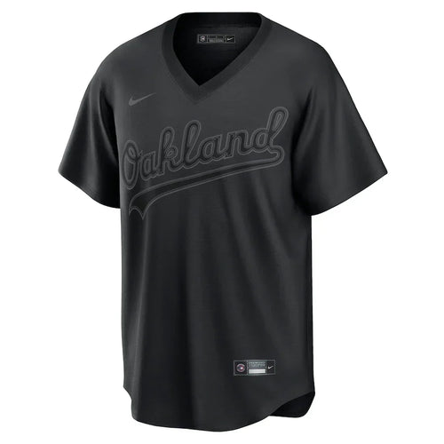 Men's Oakland Athletics Nike Black Pitch Black Fashion Replica Jersey
