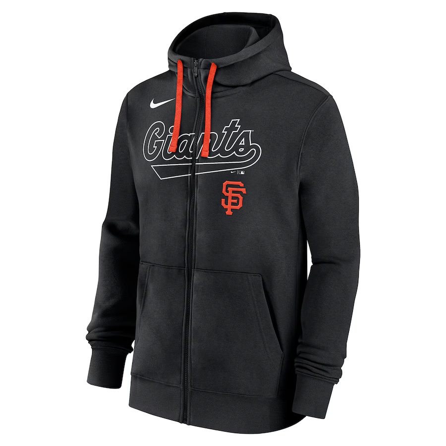 Men's San Francisco Giants Nike Black Knockout Script Full-Zip Hoodie
