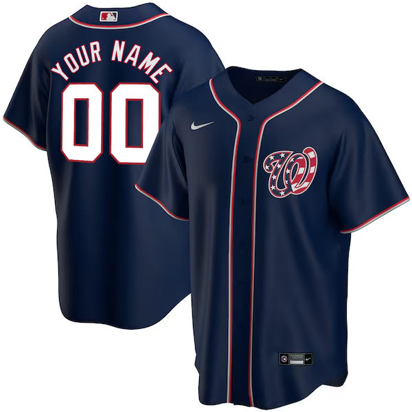 Custom Washington Nationals Patriotic Alternate Jersey - Navy