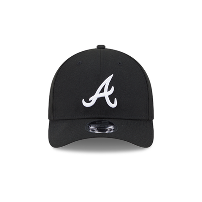 New Era Atlanta Braves Logo Essentials M-Crown A Frame 9FORTY Adjustable Hat-BLACK/WHITE