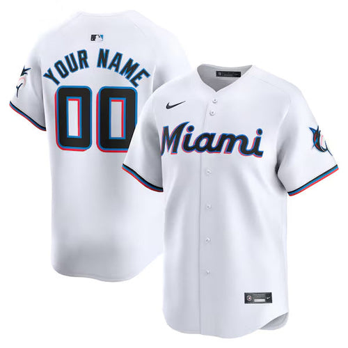 Custom Miami Marlins Home Limited Jersey - White