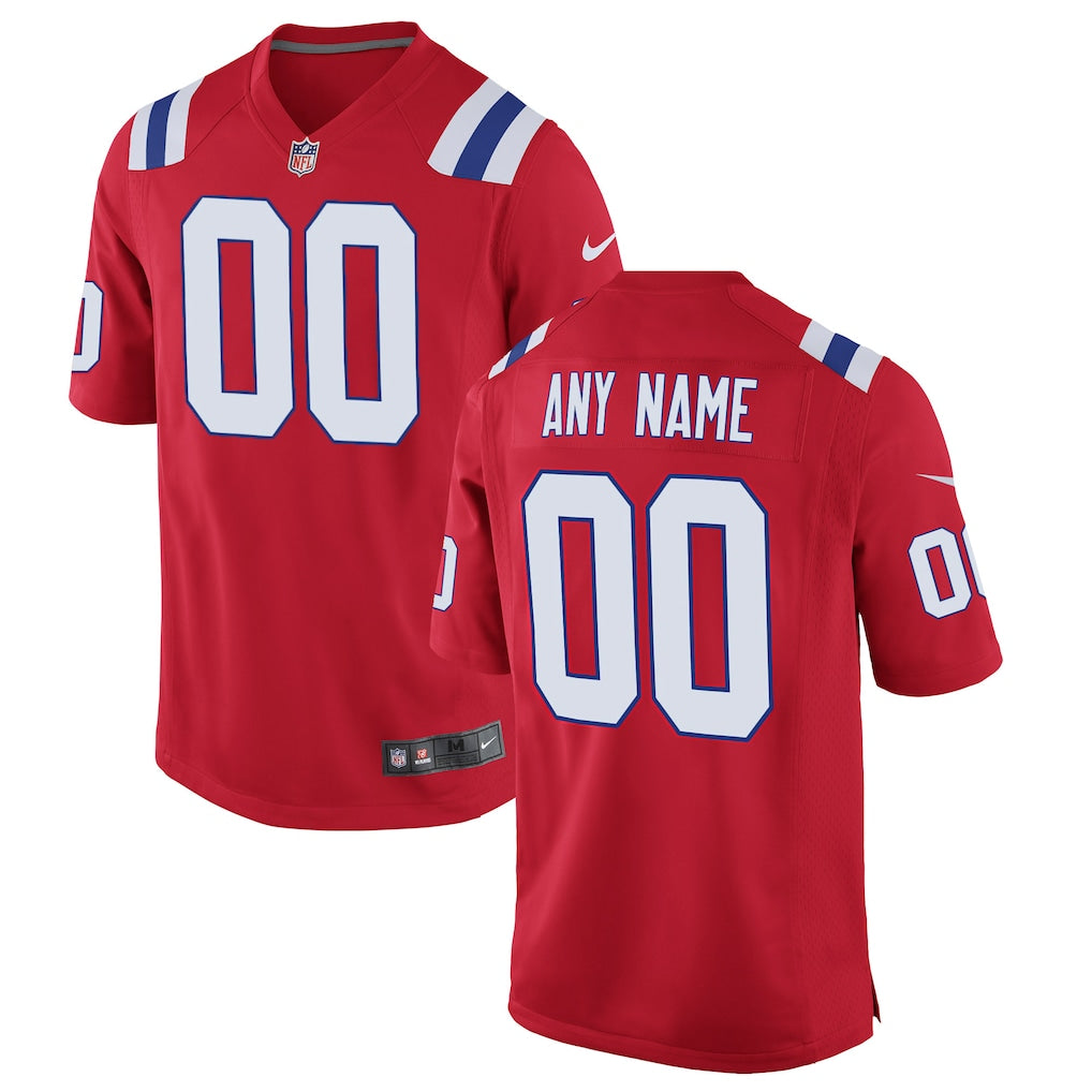 Custom New England Patriots Alternate Jersey - Red